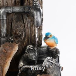 Serenity Otters Kingfishers Water Feature LED Tap Fountain 63cm Garden Dcor