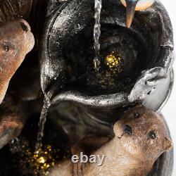 Serenity Otters Kingfishers Water Feature LED Tap Fountain 63cm Garden Dcor
