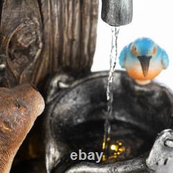 Serenity Otters Kingfishers Water Feature LED Tap Fountain 63cm Garden Dcor