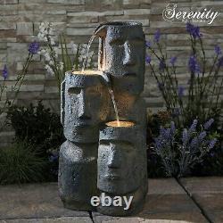 Serenity Outdoor Garden Fountain Island Head Statue Cascade Water Feature 73cm