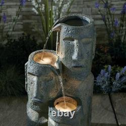 Serenity Outdoor Garden Fountain Island Head Statue Cascade Water Feature 73cm