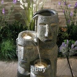 Serenity Outdoor Garden Fountain Island Head Statue Cascade Water Feature 73cm