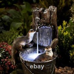 Serenity Playing Otters Water Feature LED Self Contained 55cm Garden Fountain