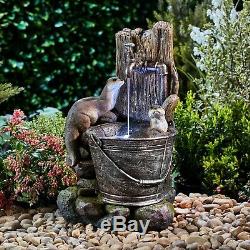 Serenity Playing Otters Water Feature LED Self Contained 55cm Garden Fountain