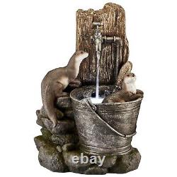 Serenity Playing Otters Water Feature LED Self Contained 55cm Garden Fountain