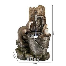 Serenity Playing Otters Water Feature LED Self Contained 55cm Garden Fountain