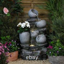 Serenity River Rock Water Feature LED Lights Planter 75cm Garden Fountain