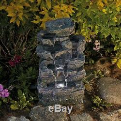 Serenity Rockfall Water Feature Garden Cascading Fountain LED Indoor Outdoor NEW