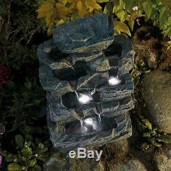 Serenity Rockfall Water Feature Garden Cascading Fountain LED Indoor Outdoor NEW