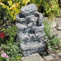 Serenity Rockfall Water Feature Garden Cascading Fountain LED Indoor Outdoor NEW