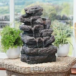 Serenity Rockfall Water Feature Garden Cascading Fountain LED Indoor Outdoor NEW