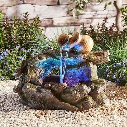 Serenity Table Top Cascade Pots Water Feature LED 26cm Garden Fountain Ornament