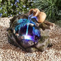 Serenity Table Top Cascade Pots Water Feature LED 26cm Garden Fountain Ornament