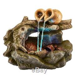 Serenity Table Top Cascade Pots Water Feature LED 26cm Garden Fountain Ornament