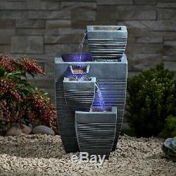 Serenity Table Top Stone Effect Water Feature LED 35cm Garden Fountain Ornament