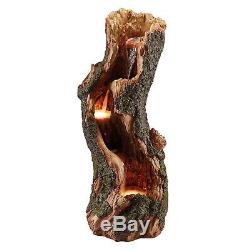 Serenity Tree Trunk Cascade Water Feature LED 78cm Garden Fountain Ornament NEW