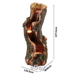 Serenity Tree Trunk Cascade Water Feature LED 78cm Garden Fountain Ornament NEW