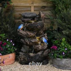 Serenity Tree Trunk Water Feature LED Lights 63cm Tall Garden Fountain Pump