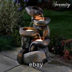 Serenity Tumbling Rock Cascade Water Feature Self Contained 61cm Garden Fountain