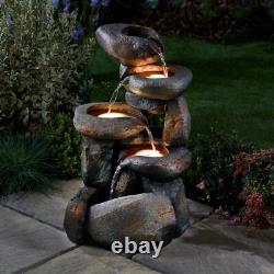 Serenity Tumbling Rock Cascade Water Feature Self Contained 61cm Garden Fountain