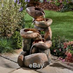 Serenity Tumbling Rock Cascade Water Feature Self Contained 61cm Garden Fountain