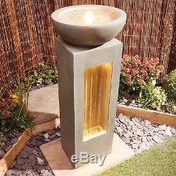 Serenity Water Feature Garden Fountain LED Lights Self Contained Garda Ornament