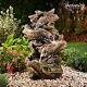 Serenity Wood Effect Garden Water Feature Self Contained Led 77cm Fountain New