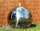 Silver Sphere Water Feature Fountain Cascade Contemporary Stainless Steel Garden