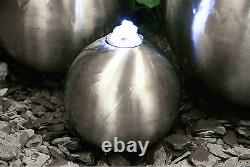 Silver Sphere Water Feature Fountain Cascade Contemporary Stainless Steel Garden