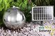 Silver Sphere Water Feature Fountain Cascade Solar Powered Modern Steel Garden