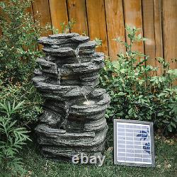Slat Falls Woodland Water Feature Outdoor Garden LED Fountain 220V/Solar Powered