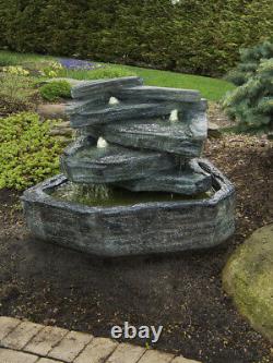 Slate Springs Fountain inc Lights Relic Lava Water Feature by Henri Studio