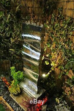 Small Stainless Steel Wave Modern Garden Water Feature, Outdoor Fountain