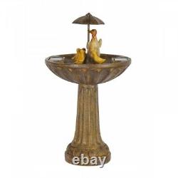 Smart Garden Duck Family Umbrella Outdoor Solar Powered Water Fountain Bird Bath