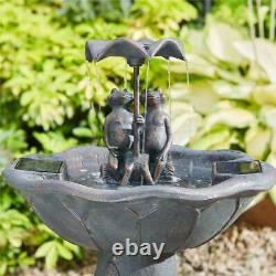 Smart Garden Solar Frog Frolics Umbrella Garden Water Feature Fountain Bird Bath