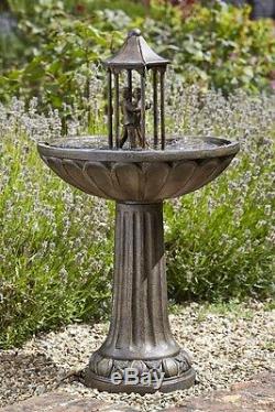 Smart Solar Dancing Couple Garden Water Feature Fountain Bird Bath FAST DELIVERY