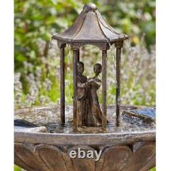 Smart Solar Powered Dancing Couple Fountain Garden Water Feature Outdoor Bronze