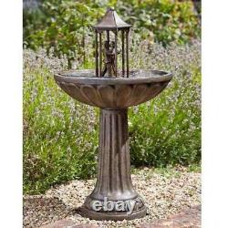 Smart Solar Powered Dancing Couple Fountain Garden Water Feature Outdoor Bronze