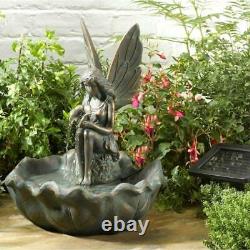 Smart Solar Powered Fairy Leaf Garden Water Fountain Feature Bird Bath 1170341RL
