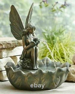 Smart Solar Powered Fairy Leaf Garden Water Fountain Feature Bird Bath 1170341RL