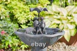 Smart Solar Powered Frog Frolics Cascade Water Feature Garden Fountain Bronze