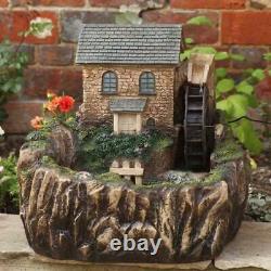 Smart Solar Self-Contained Water Mill House Garden Fountain Feature