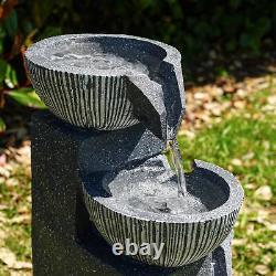 Solar 4 Tier Cascading Fountain Outdoor Garden Water Feature LED Statues Home
