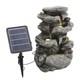 Solar 4 Tier Rock Cascading Fountain Outdoor Garden Water Feature Led Statues