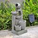 Solar 5 Tier Cascading Fountain Outdoor Garden Water Feature Led Statues Home