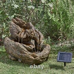 Solar & Battery Hybrid Power Wychwood Falls Brown Outdoor Water Fountain Feature
