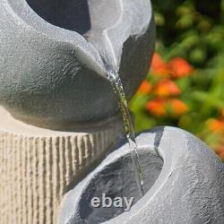 Solar & Battery Stone Grey Jug LED Lit Cascade Outdoor Water Fountain Feature