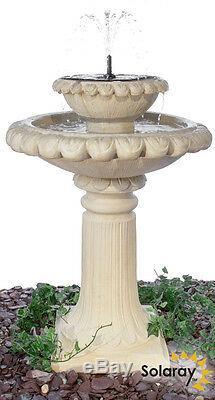 Solar Bird Bath with Lights Cream Outdoor Garden Fountain Water Feature