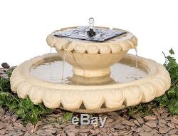 Solar Bird Bath with Lights Cream Outdoor Garden Fountain Water Feature