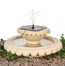 Solar Bird Bath with Lights Cream Outdoor Garden Fountain Water Feature